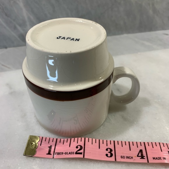 Vintage made in Japan espresso|coffee stacking mugs x4 cream with brown glaze - Picture 9 of 9